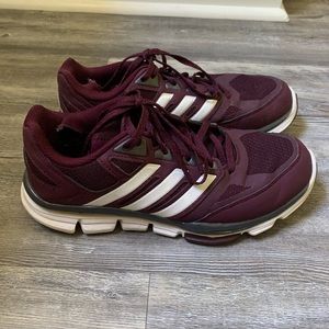 Maroon and White Adidas Sneakers